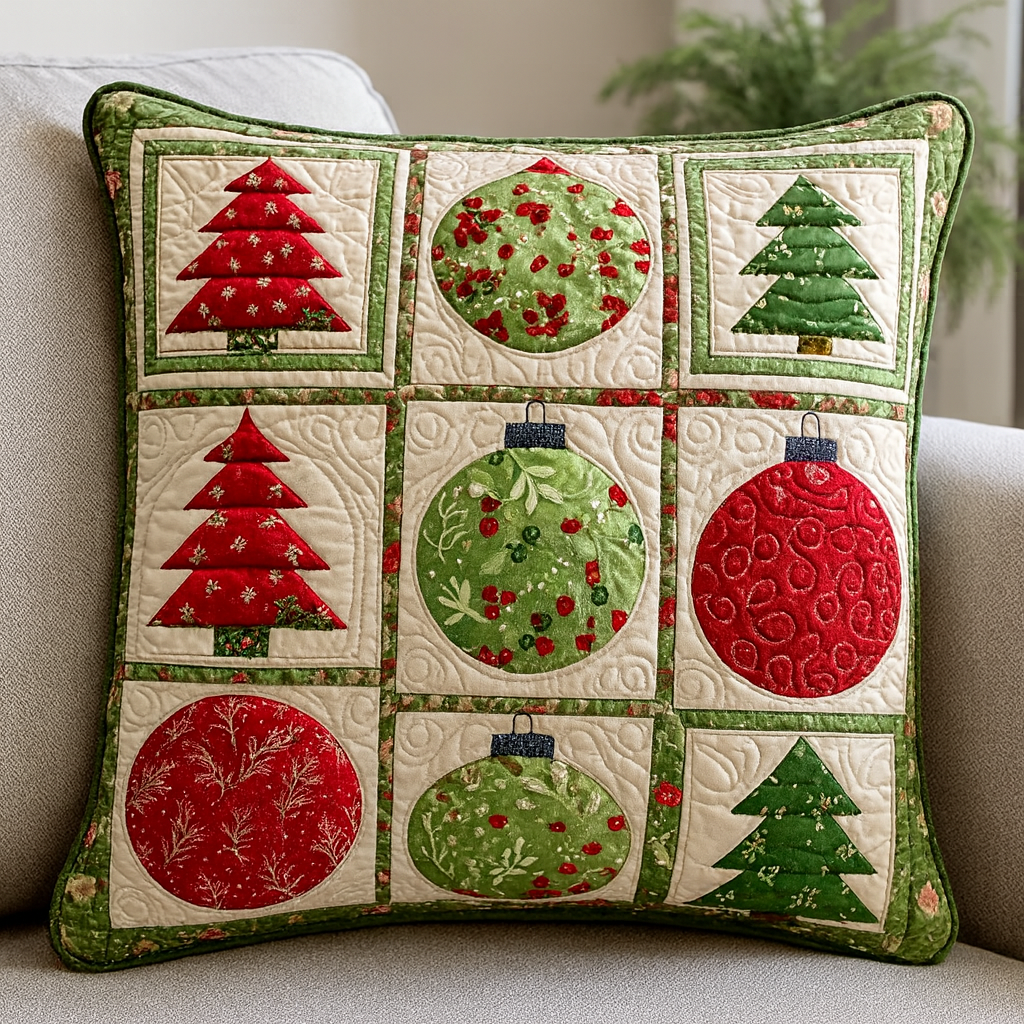 Funda de Cojín Adornos Navideños