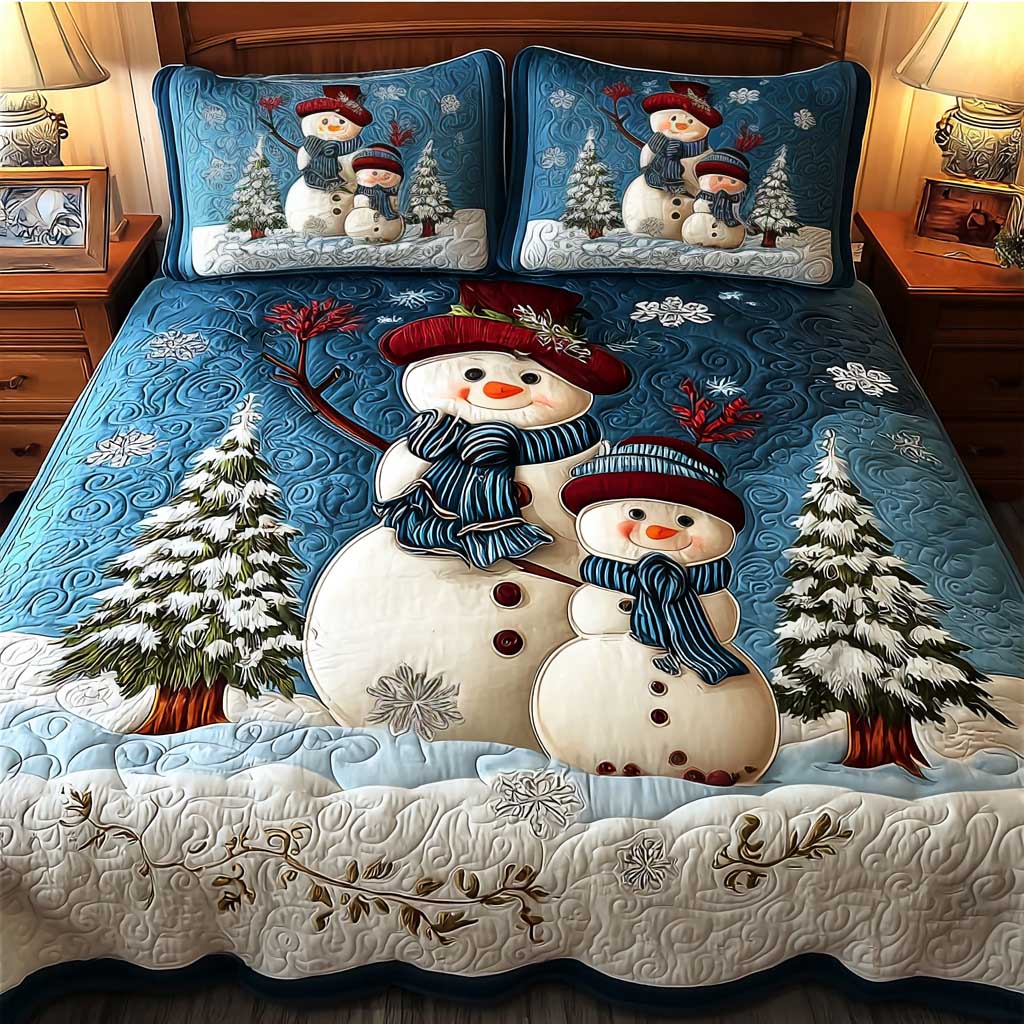 Juego de Colcha Muñeco de Nieve Alegre