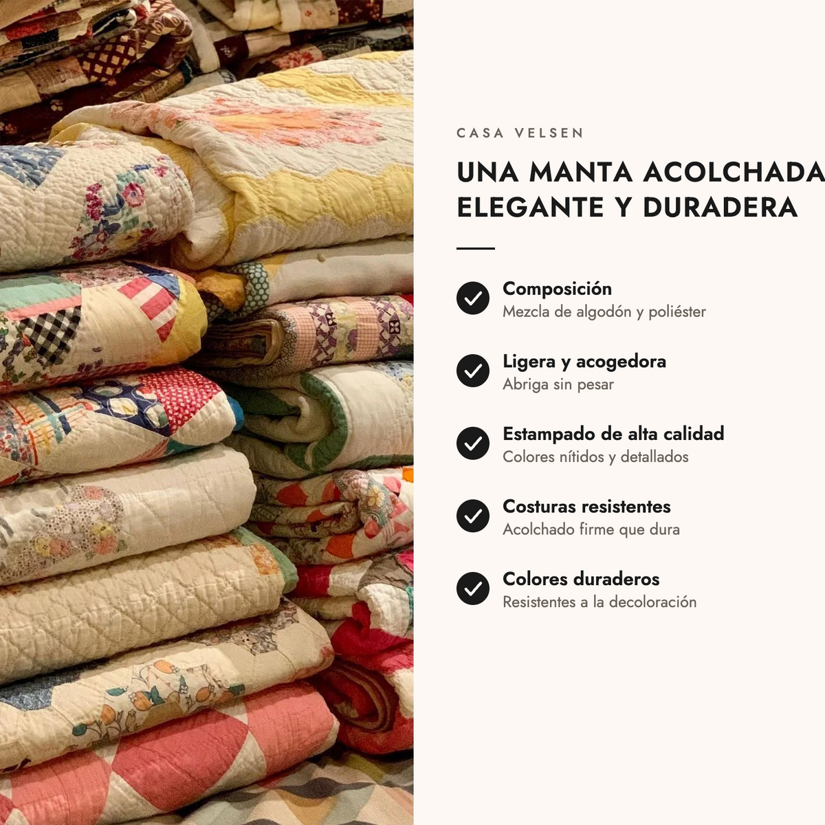 Manta acolchada: características