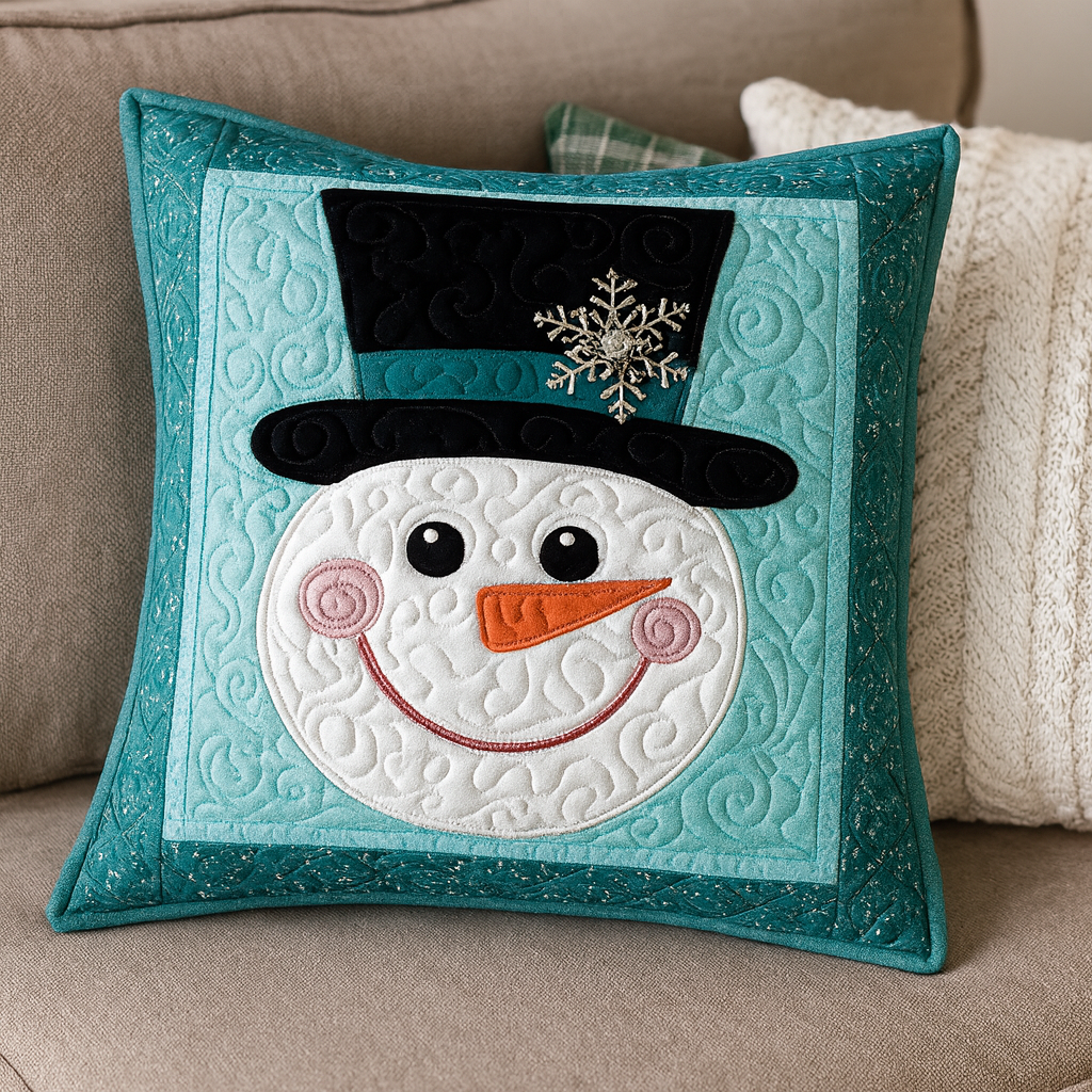 Funda de Cojín Sonrisa de Muñeco de Nieve