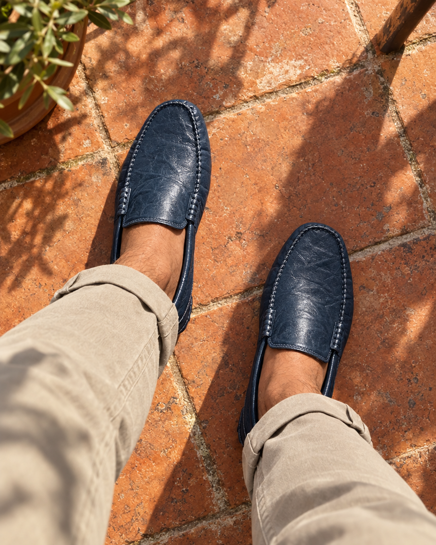 Mocasín Florence con chino en una terraza