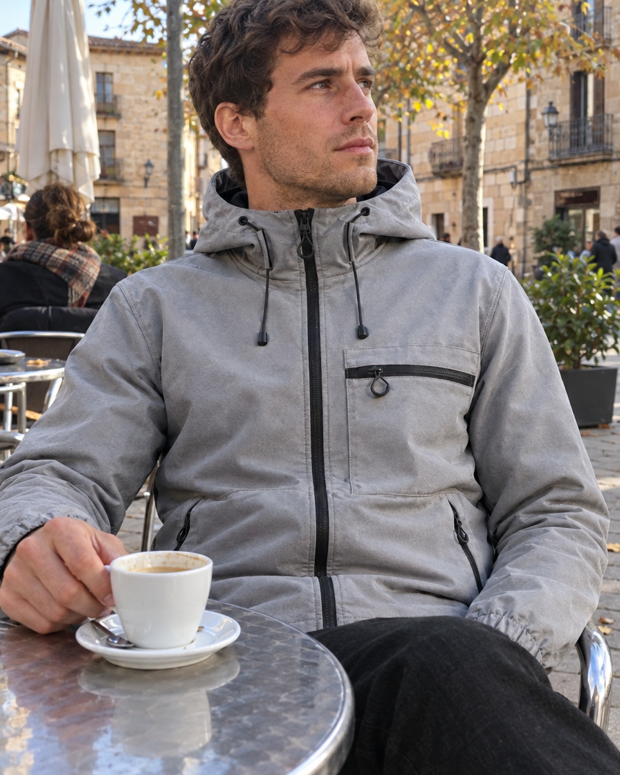 Chaqueta Vortex en una terraza