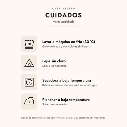 Instrucciones de cuidado de la manta acolchada