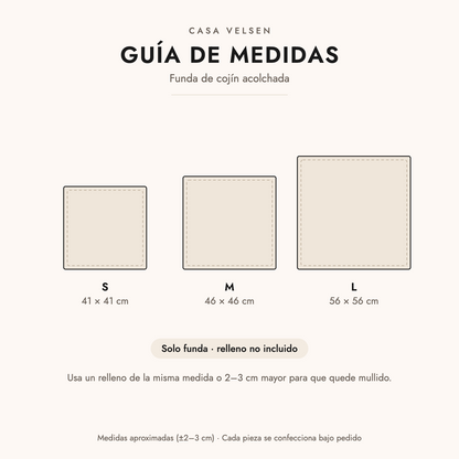 Guía de medidas de la funda de cojín
