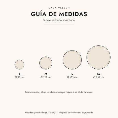 Guía de medidas del tapete redondo