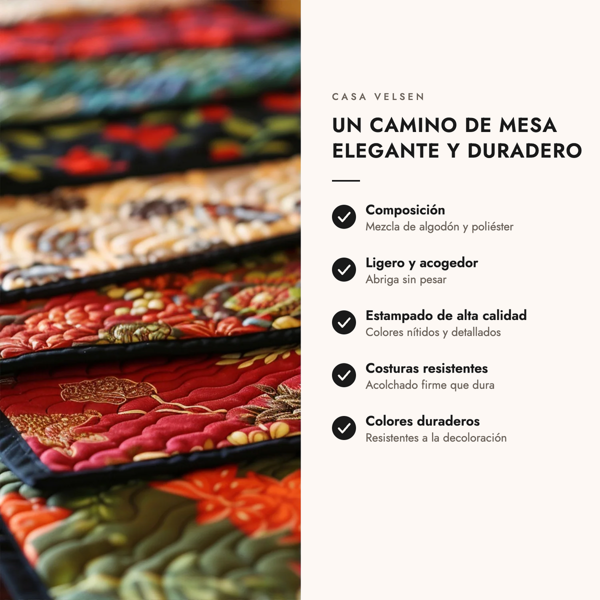 Camino de mesa acolchado: características