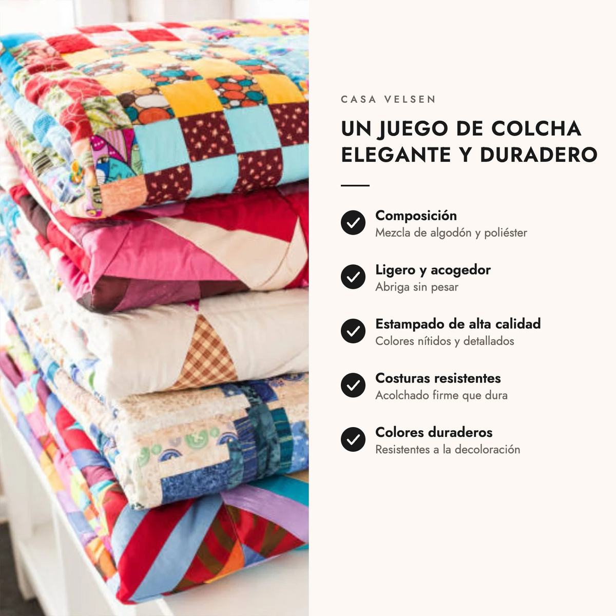 Juego de colcha acolchado: características
