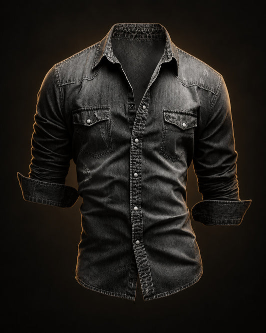 Camisa Denim - foto de portada con fondo negro