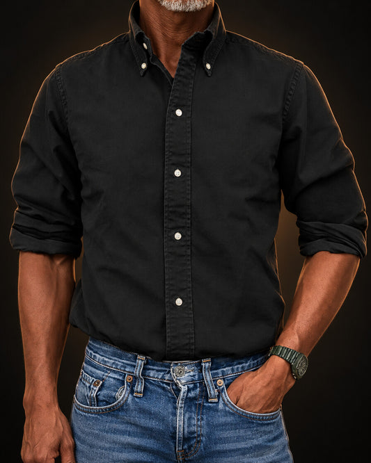 Camisa Oxford - foto de portada con fondo negro